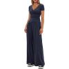 imageDarong Womens 2 Piece Lounge Outfits Sets Warp V Neck ShortLong Sleeve Shirts and Wide Leg Pants Casual Matching SetsDark Blue29 Inseam