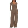 imageDarong Womens 2 Piece Lounge Outfits Sets Warp V Neck ShortLong Sleeve Shirts and Wide Leg Pants Casual Matching SetsKhaki29 Inseam