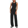 imageDarong Womens 2 Piece Outfits Lounge Sets Sleeveless Tank Tops Wide Leg Pants Sets Tracksuits Match SetsBlack29 Inseam