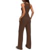 imageDarong Womens 2 Piece Outfits Lounge Sets Sleeveless Tank Tops Wide Leg Pants Sets Tracksuits Match SetsCoffee29 Inseam