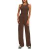 imageDarong Womens 2 Piece Outfits Lounge Sets Sleeveless Tank Tops Wide Leg Pants Sets Tracksuits Match SetsCoffee29 Inseam
