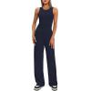 imageDarong Womens 2 Piece Outfits Lounge Sets Sleeveless Tank Tops Wide Leg Pants Sets Tracksuits Match SetsDark Blue29 Inseam