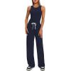 imageDarong Womens 2 Piece Outfits Lounge Sets Sleeveless Tank Tops Wide Leg Pants Sets Tracksuits Match SetsDark Blue31 Inseam