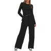 imageDarong Womens 2 Piece Sets Fall Outfits Long Sleeve Wide Leg Tracksuits Casual Lounge Set Matching SetsBlack29 Inseam