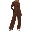 imageDarong Womens 2 Piece Sets Fall Outfits Long Sleeve Wide Leg Tracksuits Casual Lounge Set Matching SetsCoffee29 Inseam