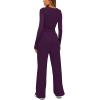 imageDarong Womens 2 Piece Sets Fall Outfits Long Sleeve Wide Leg Tracksuits Casual Lounge Set Matching SetsDark Purple31 Inseam