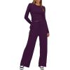 imageDarong Womens 2 Piece Sets Fall Outfits Long Sleeve Wide Leg Tracksuits Casual Lounge Set Matching SetsDark Purple31 Inseam
