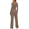imageDarong Womens 2 Piece Sets Fall Outfits Long Sleeve Wide Leg Tracksuits Casual Lounge Set Matching SetsKhaki29 Inseam