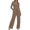 imageDarong Womens 2 Piece Sets Fall Outfits Long Sleeve Wide Leg Tracksuits Casual Lounge Set Matching SetsKhaki29 Inseam