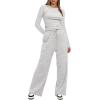 imageDarong Womens 2 Piece Sets Fall Outfits Long Sleeve Wide Leg Tracksuits Casual Lounge Set Matching SetsWhite Grey31 Inseam