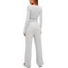 imageDarong Womens 2 Piece Sets Fall Outfits Long Sleeve Wide Leg Tracksuits Casual Lounge Set Matching SetsWhite Grey31 Inseam