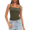 imageDarong Womens Padded Square Neck Tank Tops Summer Double Layer Basic Sleeveless Tank Shirts Built in BraArmy Green