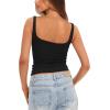 imageDarong Womens Padded Square Neck Tank Tops Summer Double Layer Basic Sleeveless Tank Shirts Built in BraBlack