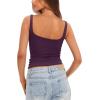 imageDarong Womens Padded Square Neck Tank Tops Summer Double Layer Basic Sleeveless Tank Shirts Built in BraDark Purple