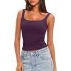 imageDarong Womens Padded Square Neck Tank Tops Summer Double Layer Basic Sleeveless Tank Shirts Built in BraDark Purple
