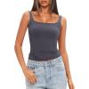 imageDarong Womens Padded Square Neck Tank Tops Summer Double Layer Basic Sleeveless Tank Shirts Built in BraGrey