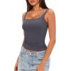 imageDarong Womens Padded Square Neck Tank Tops Summer Double Layer Basic Sleeveless Tank Shirts Built in BraGrey