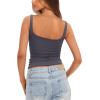 imageDarong Womens Padded Square Neck Tank Tops Summer Double Layer Basic Sleeveless Tank Shirts Built in BraGrey