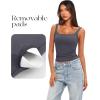 imageDarong Womens Padded Square Neck Tank Tops Summer Double Layer Basic Sleeveless Tank Shirts Built in BraGrey