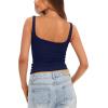 imageDarong Womens Padded Square Neck Tank Tops Summer Double Layer Basic Sleeveless Tank Shirts Built in BraNavy Blue