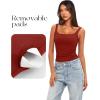 imageDarong Womens Padded Square Neck Tank Tops Summer Double Layer Basic Sleeveless Tank Shirts Built in BraRed