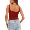 imageDarong Womens Padded Square Neck Tank Tops Summer Double Layer Basic Sleeveless Tank Shirts Built in BraRed