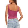 imageDarong Womens Padded Square Neck Tank Tops Summer Double Layer Basic Sleeveless Tank Shirts Built in BraRose Pink