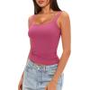 imageDarong Womens Padded Square Neck Tank Tops Summer Double Layer Basic Sleeveless Tank Shirts Built in BraRose Pink