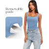 imageDarong Womens Padded Square Neck Tank Tops Summer Double Layer Basic Sleeveless Tank Shirts Built in BraSky Blue