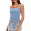 imageDarong Womens Padded Square Neck Tank Tops Summer Double Layer Basic Sleeveless Tank Shirts Built in BraSky Blue
