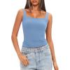 imageDarong Womens Padded Square Neck Tank Tops Summer Double Layer Basic Sleeveless Tank Shirts Built in BraSky Blue