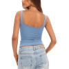 imageDarong Womens Padded Square Neck Tank Tops Summer Double Layer Basic Sleeveless Tank Shirts Built in BraSky Blue
