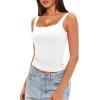 imageDarong Womens Padded Square Neck Tank Tops Summer Double Layer Basic Sleeveless Tank Shirts Built in BraWhite