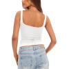 imageDarong Womens Padded Square Neck Tank Tops Summer Double Layer Basic Sleeveless Tank Shirts Built in BraWhite