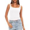 imageDarong Womens Padded Square Neck Tank Tops Summer Double Layer Basic Sleeveless Tank Shirts Built in BraWhite