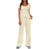imageDarong Womens Two Piece Outfit Short Sleeve Scoop Neck T Shirts with Wide Leg Pants Active Tracksuit Lounge SetApricot29 Inseam