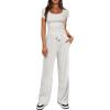 imageDarong Womens Two Piece Outfit Short Sleeve Scoop Neck T Shirts with Wide Leg Pants Active Tracksuit Lounge SetLight Grey29 Inseam
