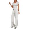 imageDarong Womens Two Piece Outfit Short Sleeve Scoop Neck T Shirts with Wide Leg Pants Active Tracksuit Lounge SetLight Grey29 Inseam