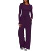 imageDarong Womens 2 Piece Sets Fall Outfits Long Sleeve Wide Leg Tracksuits Casual Lounge Set Matching SetsDark Purple31 Inseam