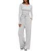 imageDarong Womens 2 Piece Sets Fall Outfits Long Sleeve Wide Leg Tracksuits Casual Lounge Set Matching SetsWhite Grey31 Inseam