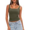 imageDarong Womens Padded Square Neck Tank Tops Summer Double Layer Basic Sleeveless Tank Shirts Built in BraArmy Green