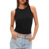 imageDarong Women Double Lined High Neck Tank Tops Summer Basic Sleeveless Racerback Fitted Tank Shirt 2025Black
