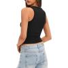 imageDarong Women Double Lined High Neck Tank Tops Summer Basic Sleeveless Racerback Fitted Tank Shirt 2025Black
