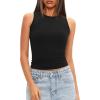 imageDarong Women Double Lined High Neck Tank Tops Summer Basic Sleeveless Racerback Fitted Tank Shirt 2025Black