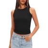 imageDarong Women Double Lined High Neck Tank Tops Summer Basic Sleeveless Racerback Fitted Tank Shirt 2025Black