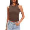 imageDarong Women Double Lined High Neck Tank Tops Summer Basic Sleeveless Racerback Fitted Tank Shirt 2025Coffee
