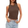 imageDarong Women Double Lined High Neck Tank Tops Summer Basic Sleeveless Racerback Fitted Tank Shirt 2025Coffee