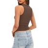 imageDarong Women Double Lined High Neck Tank Tops Summer Basic Sleeveless Racerback Fitted Tank Shirt 2025Coffee