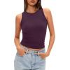 imageDarong Women Double Lined High Neck Tank Tops Summer Basic Sleeveless Racerback Fitted Tank Shirt 2025Dark Purple