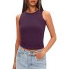 imageDarong Women Double Lined High Neck Tank Tops Summer Basic Sleeveless Racerback Fitted Tank Shirt 2025Dark Purple